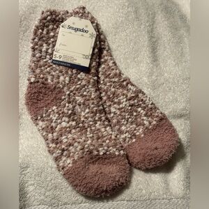 Snugadoo Plush Ankle Socks Rose Pink & White Popcorn Soft Lounge